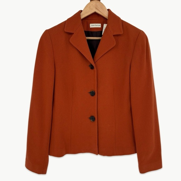 Ann Taylor Jackets & Blazers - Vintage Ann Taylor Wool Cashmere Blazer Size 6 Burnt Orange 90s Classic